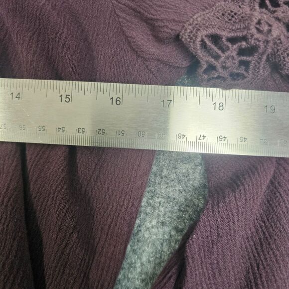 Knox Rose Womens Size M Peasant Bohemian Boho Blouse Top Front Tie Lace - Picture 9 of 11